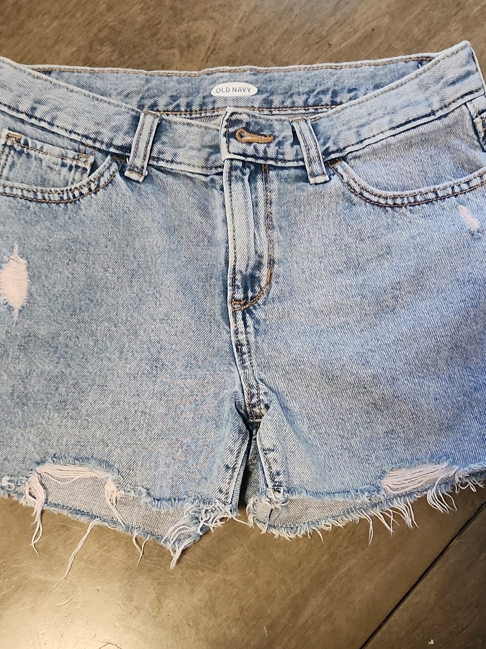 Old Navy Light Blue Frayed Hem Denim Cutoff Shorts - Girls